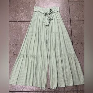 💚 3282. Tiered Tie Front Smocked Waist Boho Pant